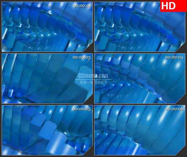 BG3302蓝色螺旋状扶梯led大屏背景高清视频素材