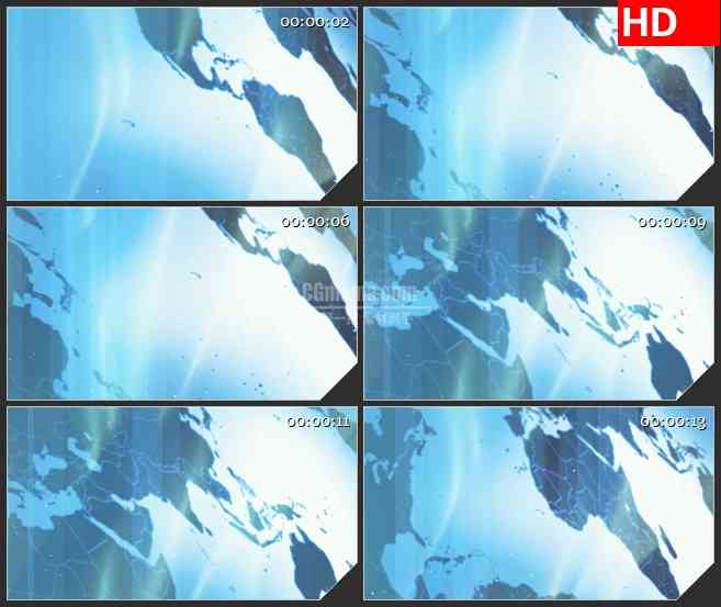 BG3334明亮的蓝色世界地图 粒子特效led大屏背景高清视频素材