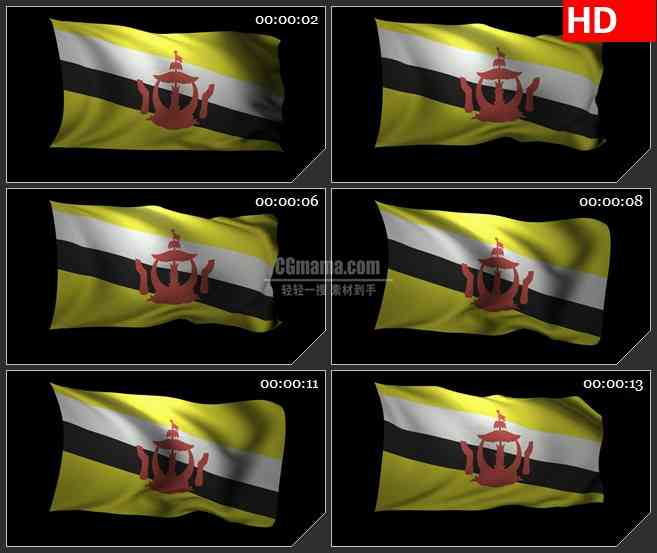 BG3346飘动的文莱国旗 3Dled大屏背景高清视频素材