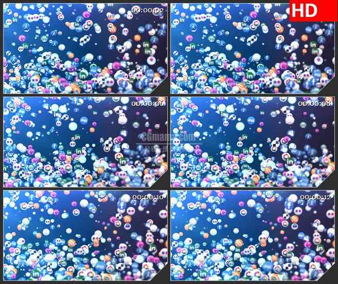 BG3395跳动的五彩斑斓的图标球led大屏背景高清视频素材