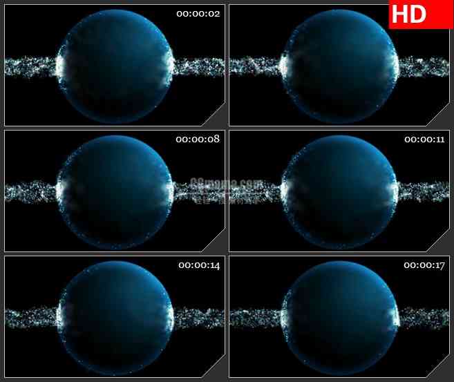 BG3406唯美蓝色粒子星球 透明光球led大屏背景高清视频素材