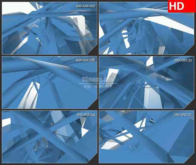 BG3423旋转的蓝色几何图形led大屏背景高清视频素材