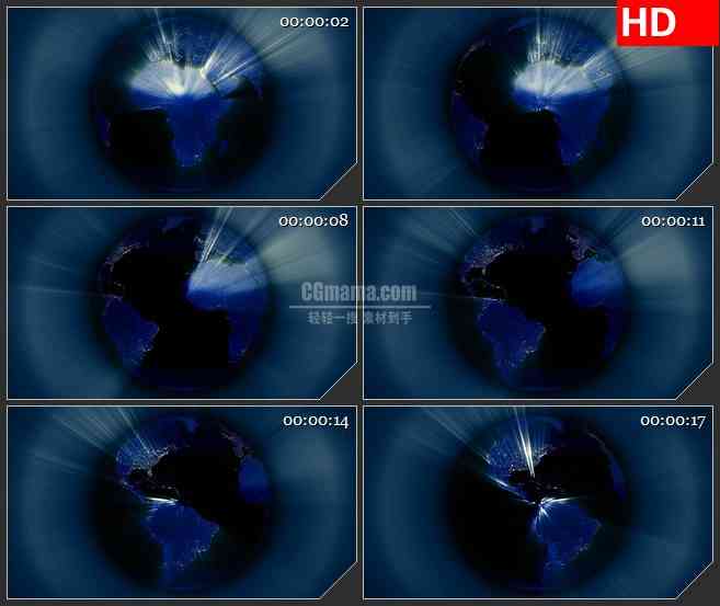 BG3451夜幕下发光的地球led大屏背景高清视频素材