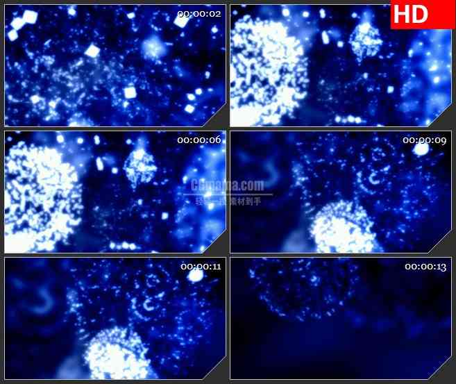 BG3474绽放的蓝色礼花 耀眼的焰火 粒子特效led大屏背景高清视频素材