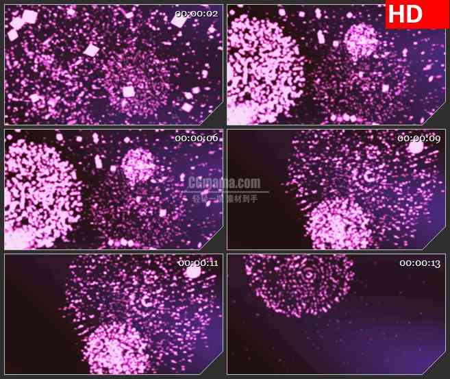 BG3476绽放的紫色烟花 粒子特效led大屏背景高清视频素材