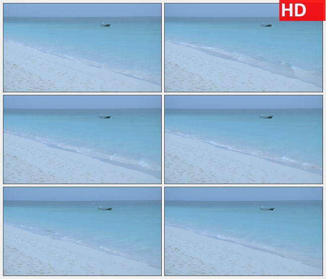 ZY1600海浪冲上沙滩蓝色海水白色沙滩清晨美景高清实拍视频素材