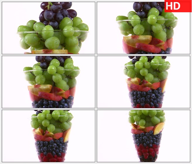 ZY1606花瓶里的水果葡萄草莓苹果高清实拍视频素材高清实拍视频素材
