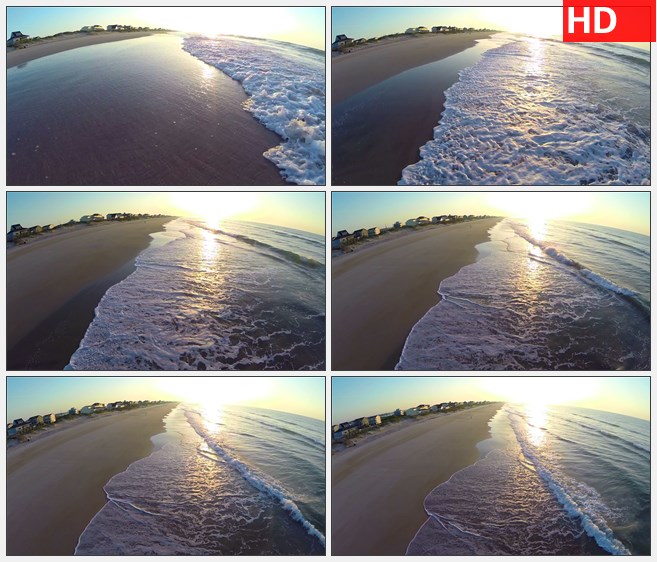 ZY1640空中升起拍摄海滩美丽的日出高清实拍视频素材