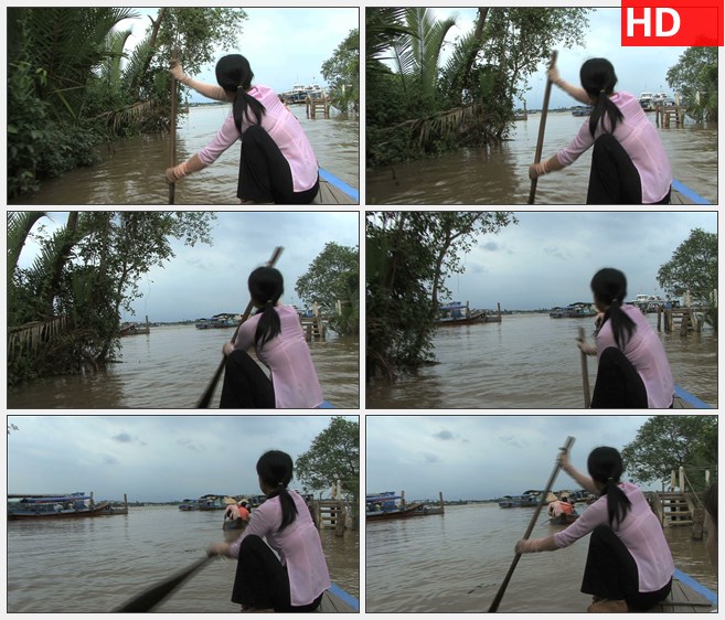 ZY1670女人在划船高清实拍视频素材