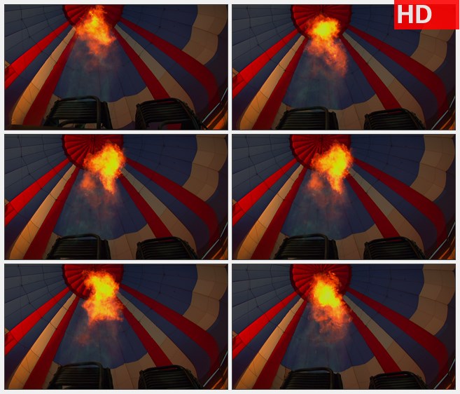 ZY1691热气球内喷射火焰的景观高清实拍视频素材
