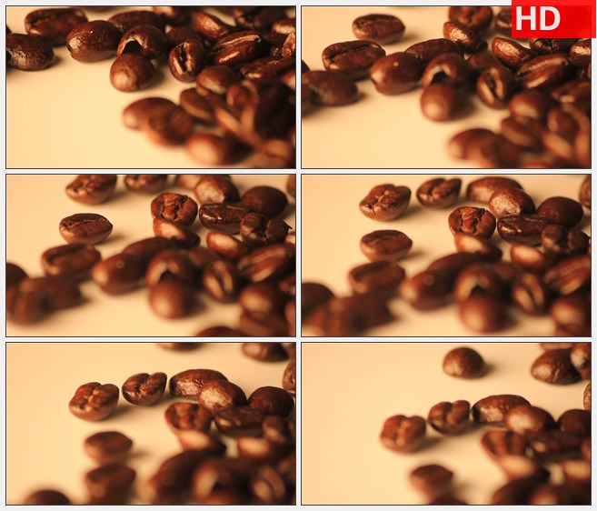 ZY1696洒满了咖啡豆桌子高清实拍视频素材