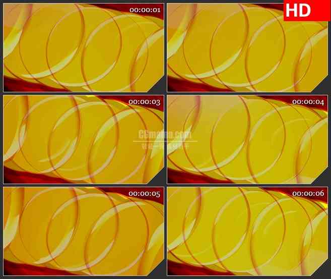 BG3539缠绕叠加的橙黄色圆形led大屏背景高清视频素材