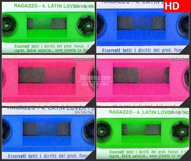 BG3591多色调变换 转动的磁带盒led大屏背景高清视频素材