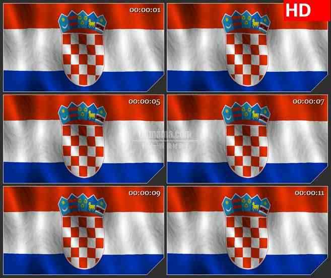 BG3674克罗地亚国旗 动态led大屏背景高清视频素材