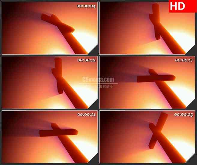 BG3841旋转的十字架 基督教led大屏背景高清视频素材