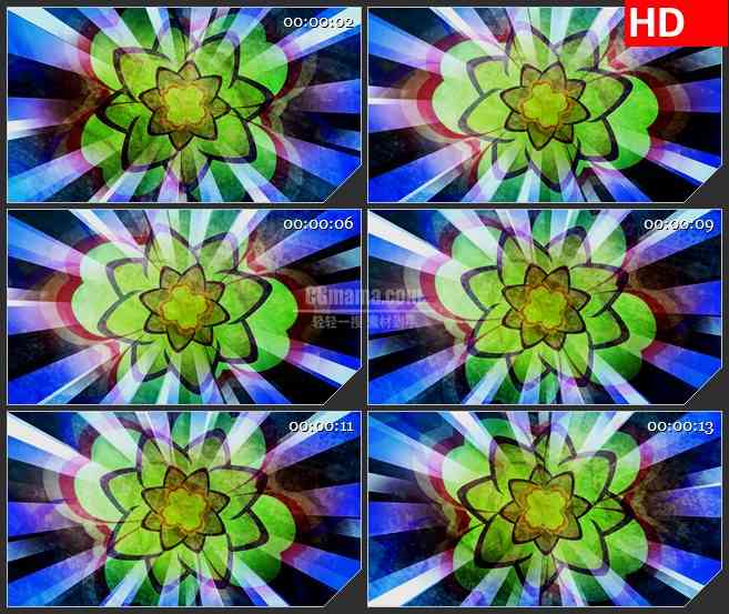 BG3837旋转的彩色花朵led大屏背景高清视频素材