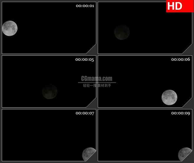 BG3909云层中的月亮星空中秋节led大屏背景高清视频素材