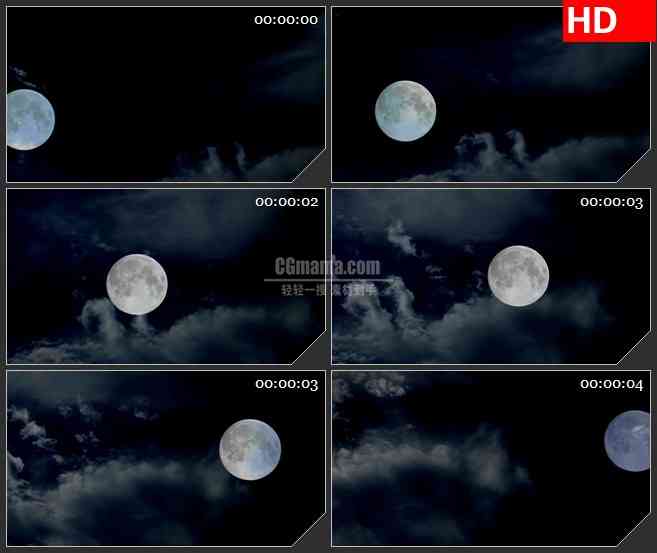 BG3910云层中的月亮中秋节led大屏背景高清视频素材