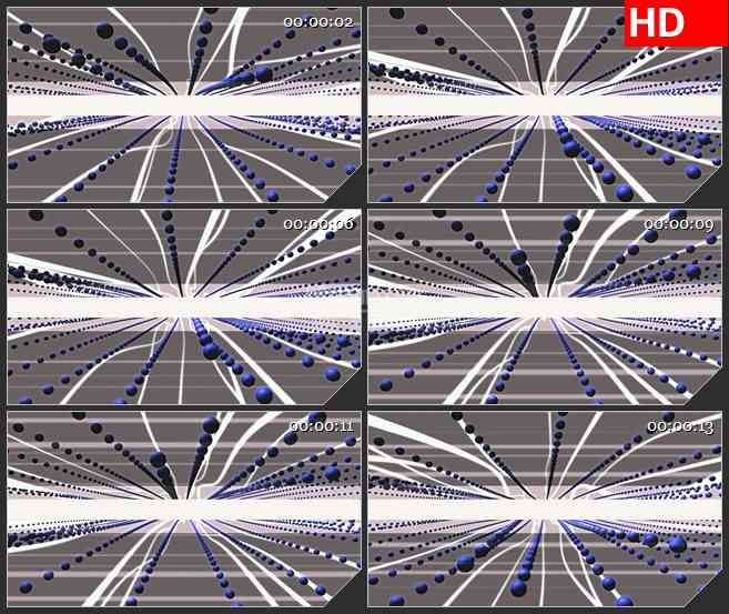 BG3985抽象网格波浪运动蓝色小球白色光线led大屏背景高清视频素材