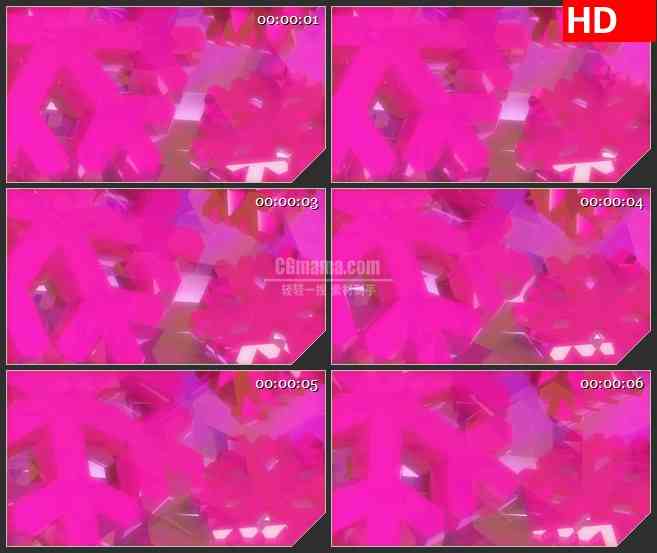 BG4011粉红色三维立体雪花三维动画led大屏背景高清视频素材