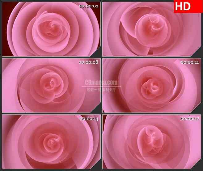 BG4013粉色半透明抽象玫瑰花瓣螺旋旋转led大屏背景高清视频素材
