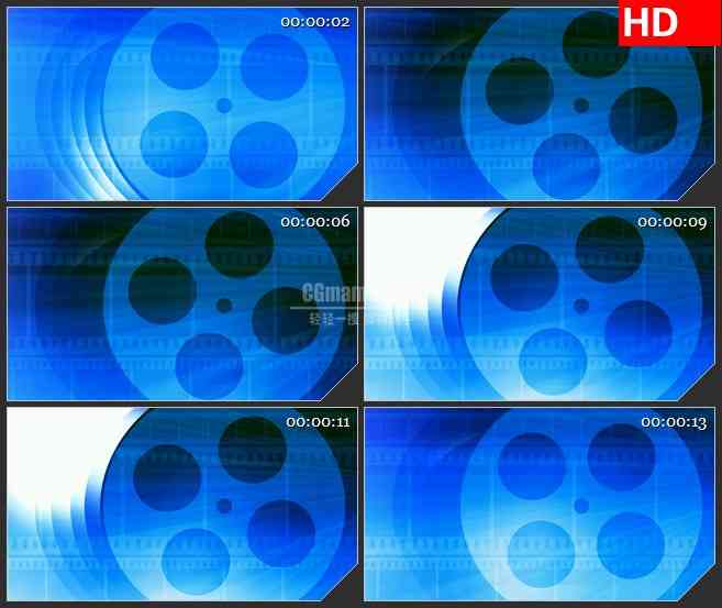 BG4075滚动蓝色胶片卷轴led大屏背景高清视频素材
