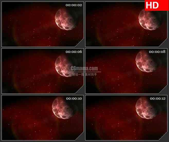 BG4100红色的天空和月亮led大屏背景高清视频素材