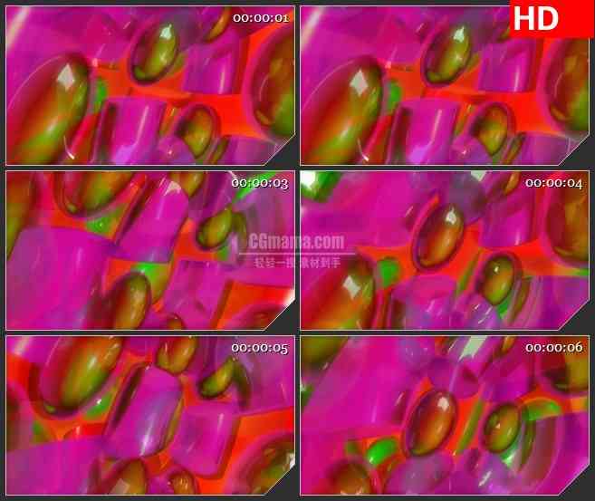 BG4117红色绿色半透明三维气泡花朵旋转led大屏背景高清视频素材