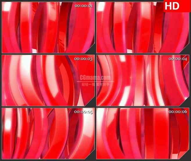BG4121红色三维半圆环排列旋转led大屏背景高清视频素材