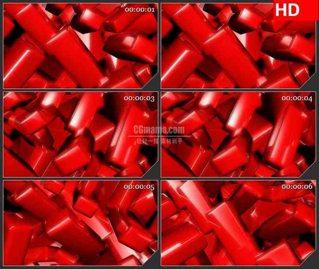 BG4122红色三维长方体分子旋转led大屏背景高清视频素材