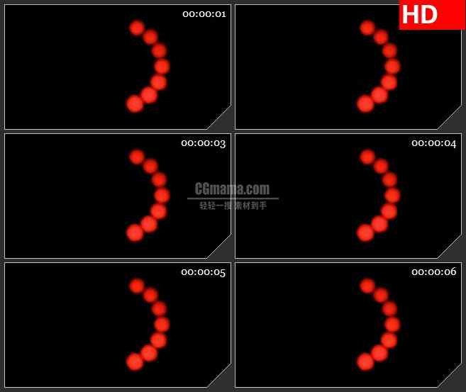 BG4137红色圆点圆环生长动画黑色背景带透明通道led大屏背景高清视频素材