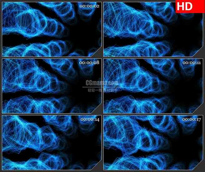 BG4191蓝色电波流光线黑色背景带透明通道led大屏背景高清视频素材