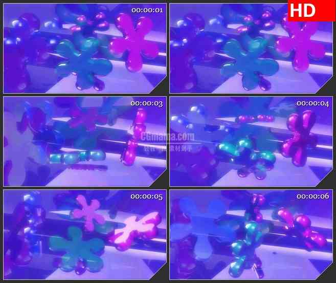 BG4217蓝紫色三维花朵旋转led大屏背景高清视频素材