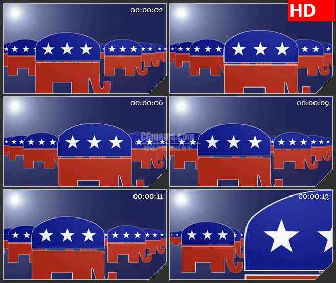 BG4244美国共和党大象队列标志led大屏背景高清视频素材