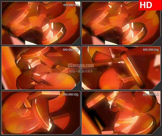 BG4266三维立体橙红色饼状图旋转led大屏背景高清视频素材
