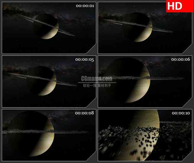 BG4324小行星转动黑色背景带透明通道led大屏背景高清视频素材