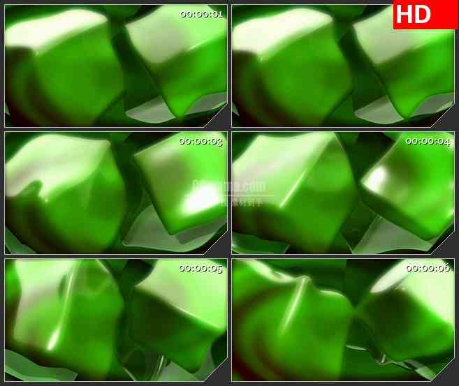 BG4384旋转绿色半透明立方体盒子动态背景led大屏背景高清视频素材