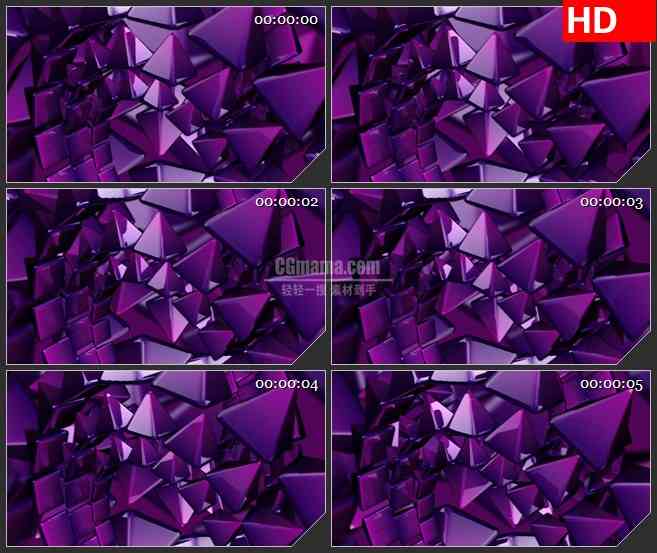BG4405旋转紫色金字塔三棱锥led大屏背景高清视频素材