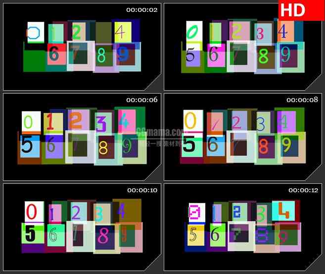 BG4473PS图象处理软件彩色数字变换黑色背景led大屏背景高清视频素材