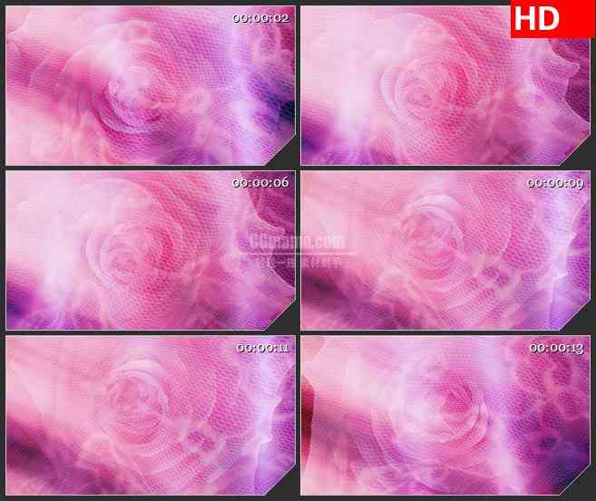 BG4536粉红玫瑰花旋转网格布led大屏背景高清视频素材