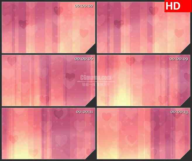 BG4558粉红色心型半透明动态背景led大屏背景高清视频素材