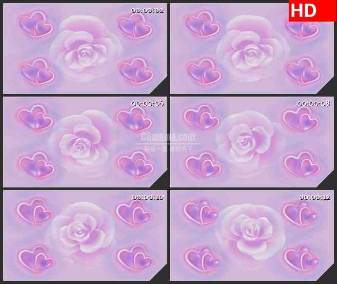 BG4576粉色玫瑰花旋转心型爱心浪漫爱情led大屏背景高清视频素材