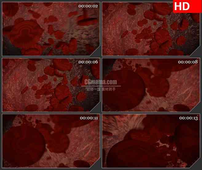 BG4634红细胞穿过血管生物医疗三维动画led大屏背景高清视频素材