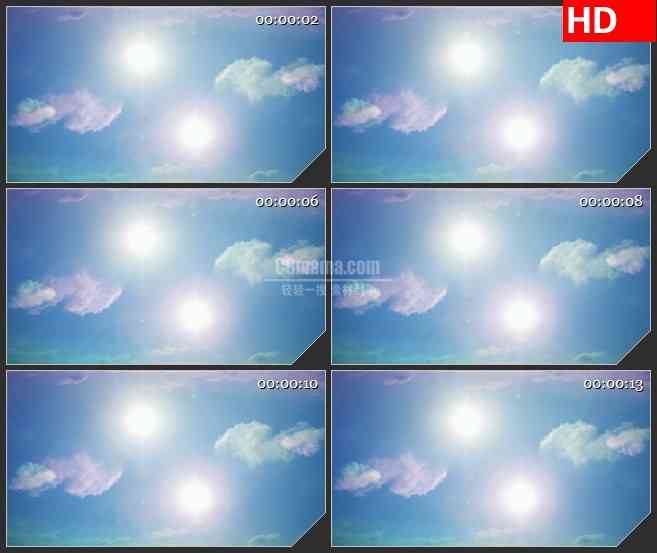 BG4311太阳与海云蓝天白云飘动动态背景led大屏背景高清视频素材